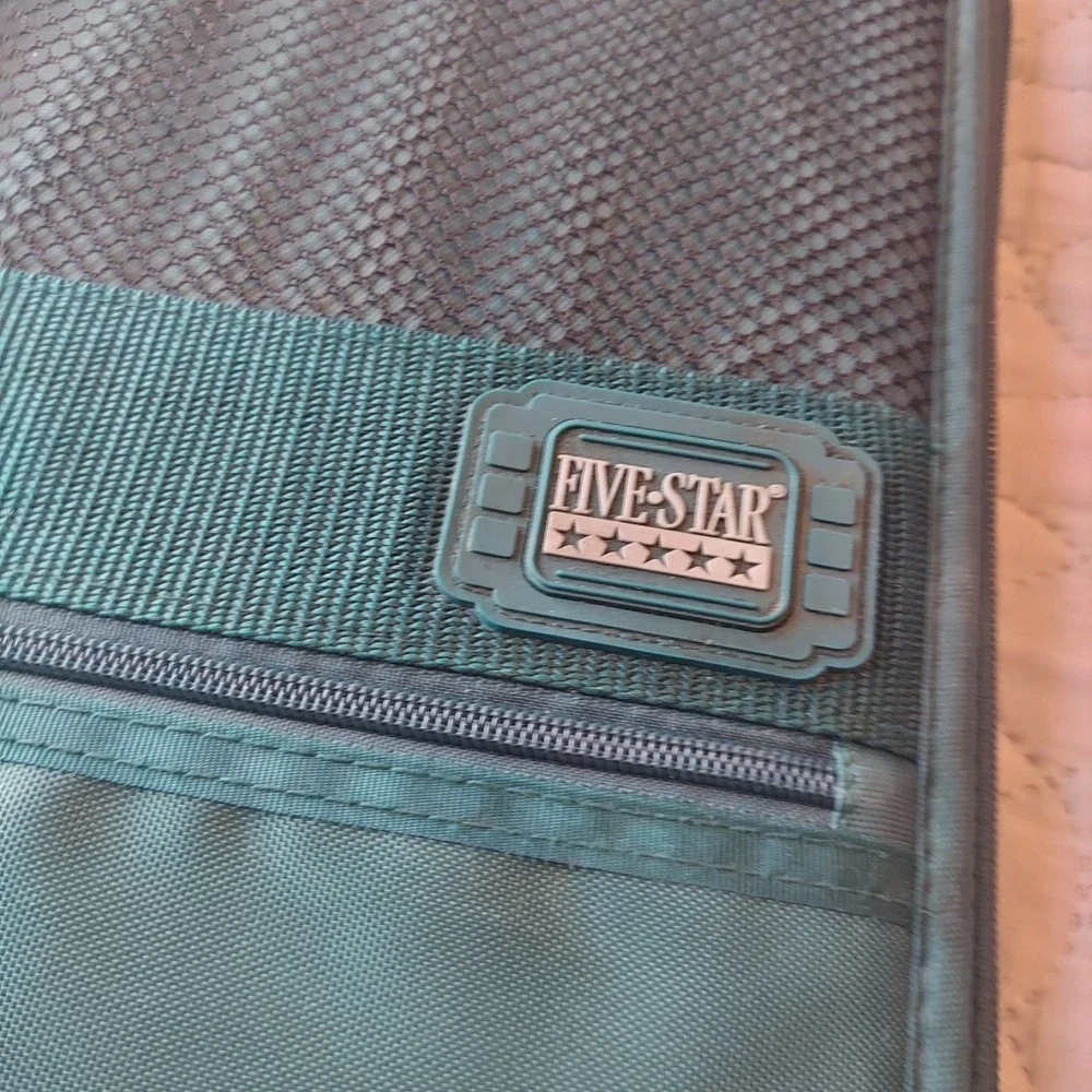 Vintage Mead Five Star Zipper 3 Ring Binder Teal Green School Office Storage